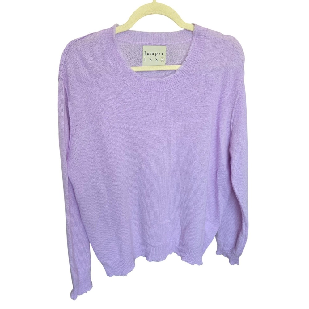 Jumper 1234 Distressed Cashmere Sweater Crew Neck Lilac Purple Large Size 4